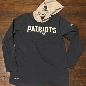 Nike Navy New England Patriots Lightweight Hooded Long Sleeve T Shirt - Medium